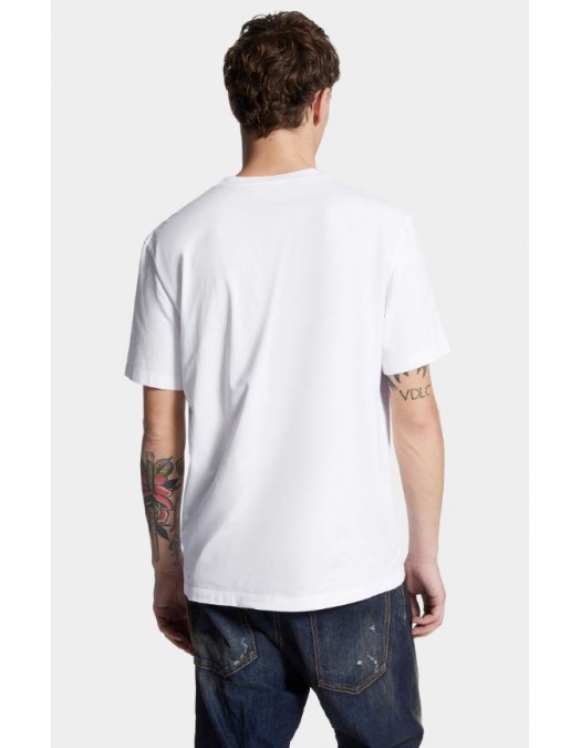 Tricou DSQUARED2, Regular Fit Espresso T-Shirt, Alb - S74GD1452D20020100