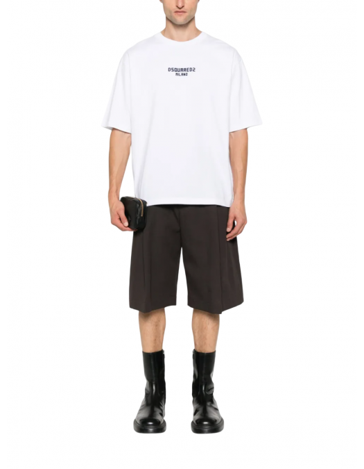 Tricou DSQUARED2, Logo Insert, Milano, White - S74GD1455D20020965 Tricou DSQUARED2, Logo Insert, Milano, White - S74GD1455D20020965