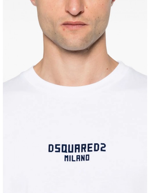 Tricou DSQUARED2, Logo Insert, Milano, White - S74GD1455D20020965 Tricou DSQUARED2, Logo Insert, Milano, White - S74GD1455D20020965