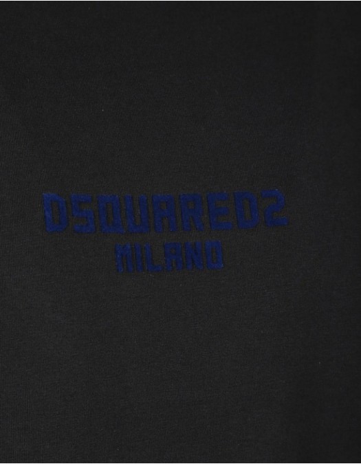 TRICOU DSQUARED2, T-shirt con logo goffrato,black + dark navy print - S74GD1455D20020974