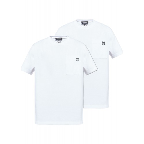 SET TRICOURI DSQUARED2, Twin Pack, Logo D2 atasat, Alb, Regular Fit SET TRICOURI DSQUARED2, Twin Pack, Logo D2 atasat, Alb, Regular Fit