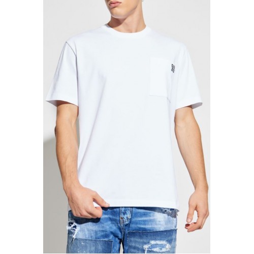 SET TRICOURI DSQUARED2, Twin Pack, Logo D2 atasat, Alb, Regular Fit