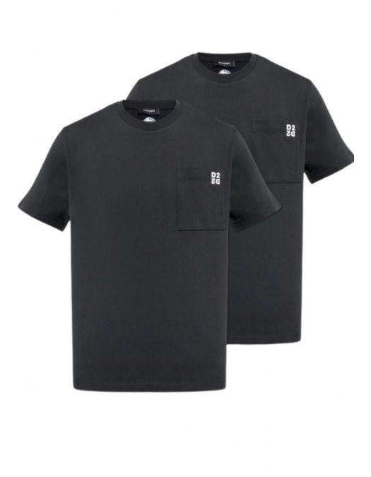SET TRICOURI DSQUARED2, Twin Pack, Logo D2 atasat, Negru, Regular Fit - S74GD1475D20033900 SET TRICOURI DSQUARED2, Twin Pack, Logo D2 atasat, Negru, Regular Fit - S74GD1475D20033900