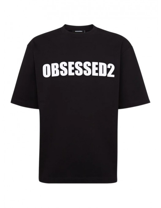 Tricou DSQUARED2, Large Obsessed2, Simple, Black - S74GD1478D20033900 Tricou DSQUARED2, Large Obsessed2, Simple, Black - S74GD1478D20033900