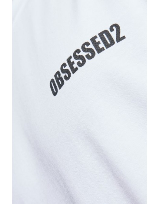 TRICOU DSQUARED2, OBSESSED2 print frontal, Alb, Oversized Fit - S74GD1479D20033100