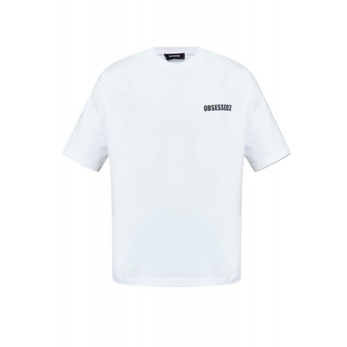 TRICOU DSQUARED2, OBSESSED2 print frontal, Alb, Oversized Fit TRICOU DSQUARED2, OBSESSED2 print frontal, Alb, Oversized Fit
