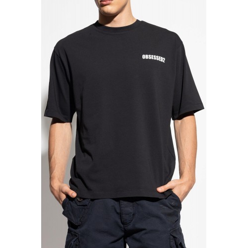 TRICOU DSQUARED2, OBSESSED2 print frontal, Negru, Oversized Fit TRICOU DSQUARED2, OBSESSED2 print frontal, Negru, Oversized Fit