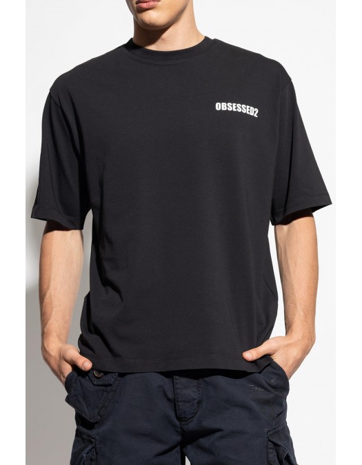 TRICOU DSQUARED2, OBSESSED2 print frontal, Negru, Oversized Fit - S74GD1479D20033900