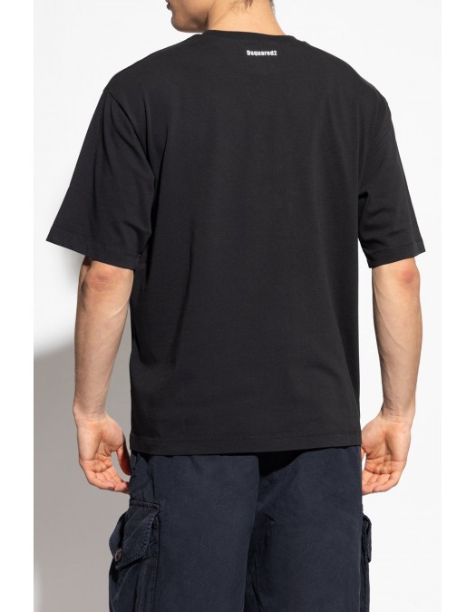 TRICOU DSQUARED2, OBSESSED2 print frontal, Negru, Oversized Fit - S74GD1479D20033900