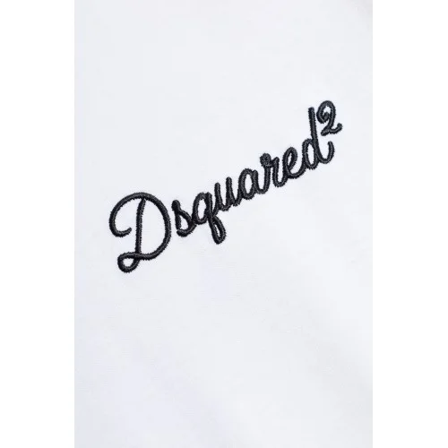 Tricou DSQUARED2, Logo brodat negru, Loose Fit, Alb