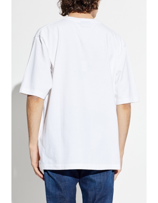 Tricou DSQUARED2, Logo brodat negru, Loose Fit, Alb - S74GD1525D20106100