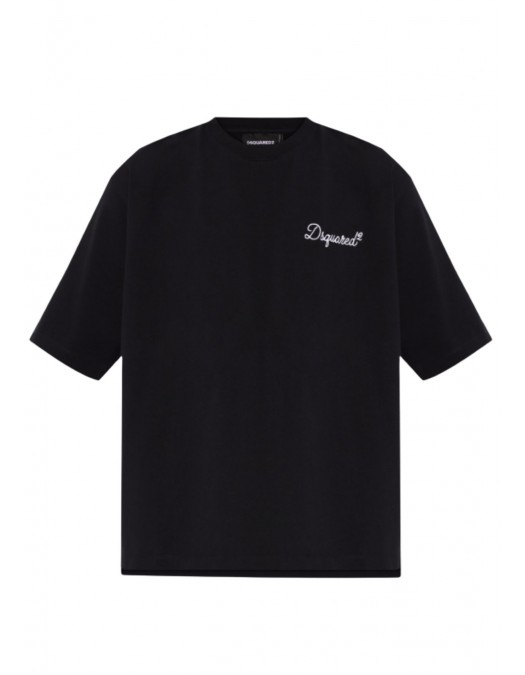 Tricou DSQUARED2, Logo brodat negru, Loose Fit, Negru - S74GD1525D20106900