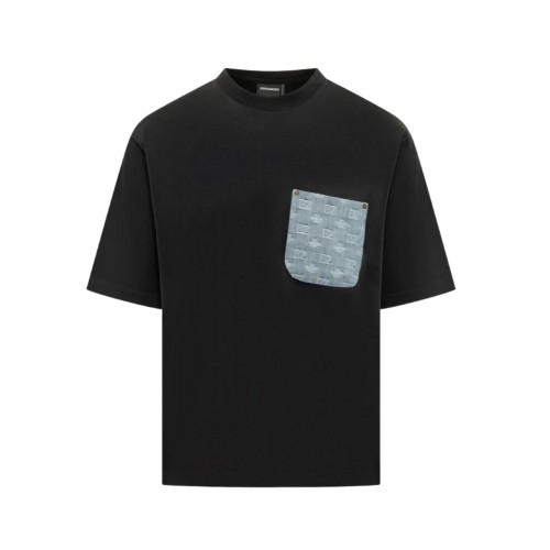 Tricou DSQUARED2, D2 Monogram Loose Fit T-Shirt, Negru