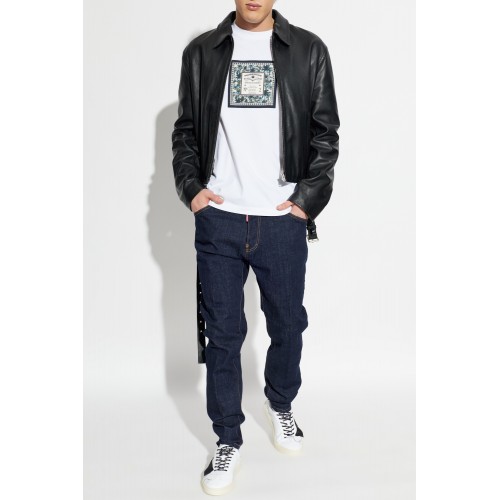 Tricou DSQUARED2, Dsquared2 Logo Print  Regular Fit T-Shirt, Alb