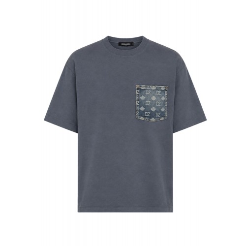 Tricou DSQUARED2, monogram loose fit T-shirt, Alb