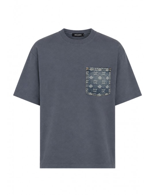 Tricou DSQUARED2, monogram loose fit T-shirt, Albastru - S74GD1576D20106470