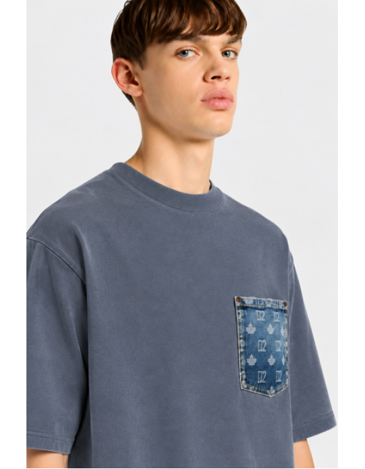Tricou DSQUARED2, monogram loose fit T-shirt, Albastru - S74GD1576D20106470