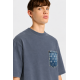 Tricou DSQUARED2, monogram loose fit T-shirt, Albastru - S74GD1576D20106470