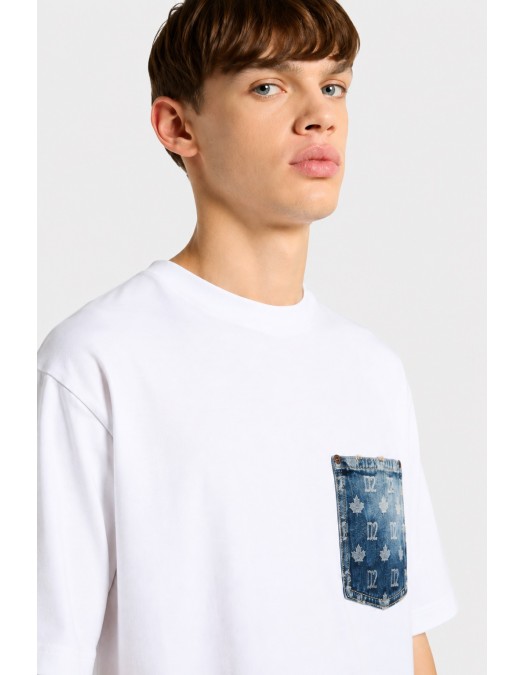 Tricou DSQUARED2, monogram loose fit T-shirt, Alb - S74GD1576D20106470