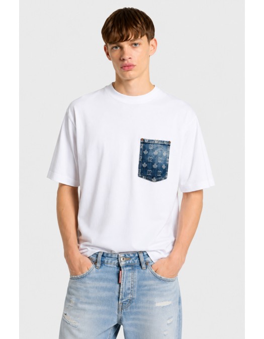 Tricou DSQUARED2, monogram loose fit T-shirt, Alb - S74GD1576D20106470