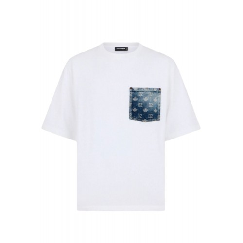 Tricou DSQUARED2, monogram loose fit T-shirt, Alb