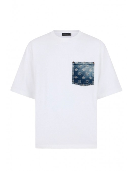 Tricou DSQUARED2, monogram loose fit T-shirt, Alb - S74GD1576D20106470