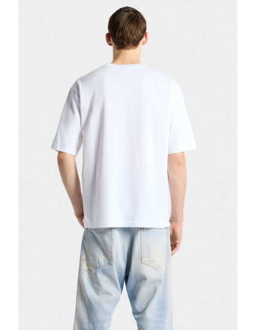 Tricou DSQUARED2, monogram loose fit T-shirt, Alb - S74GD1576D20106470
