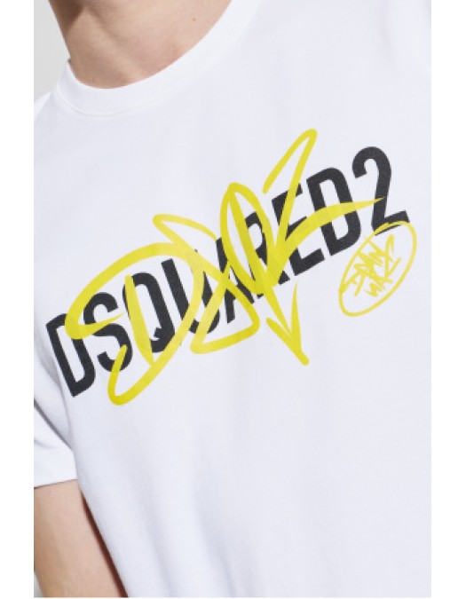 Tricou DSQUARED2, WHITE T-shirt with printed logo - S74GD1580D20106100