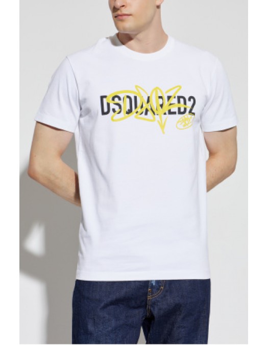 Tricou DSQUARED2, WHITE T-shirt with printed logo - S74GD1580D20106100