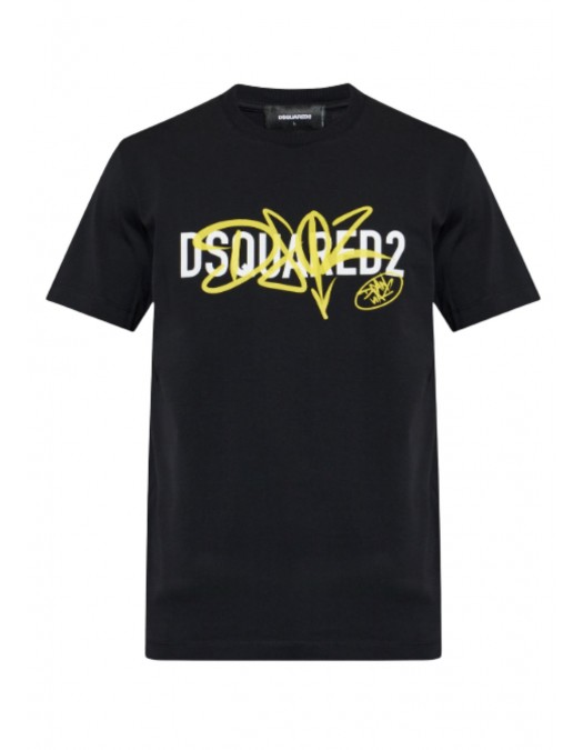 Tricou DSQUARED2, BLACK T-shirt with printed logo - S74GD1580D20106900