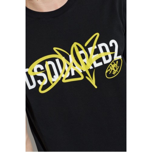 Tricou DSQUARED2, BLACK T-shirt with printed logo