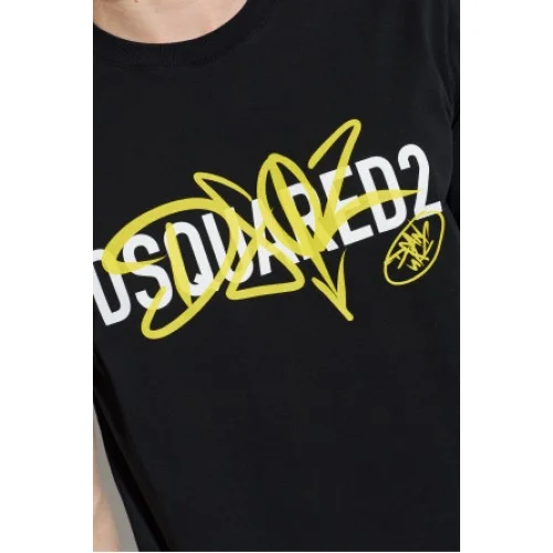 Tricou DSQUARED2, BLACK T-shirt with printed logo
