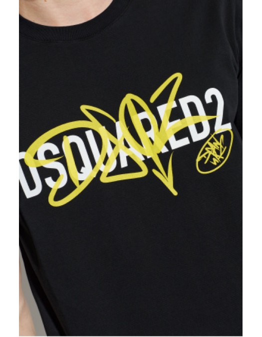 Tricou DSQUARED2, BLACK T-shirt with printed logo - S74GD1580D20106900
