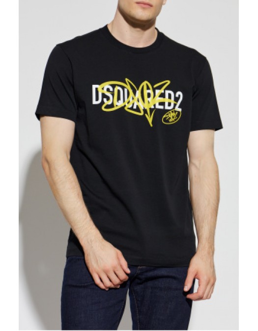 Tricou DSQUARED2, BLACK T-shirt with printed logo - S74GD1580D20106900