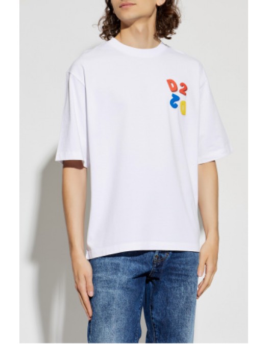 Tricou DSQUARED2, WHITE T-shirt with patch - S74GD1584D20033100