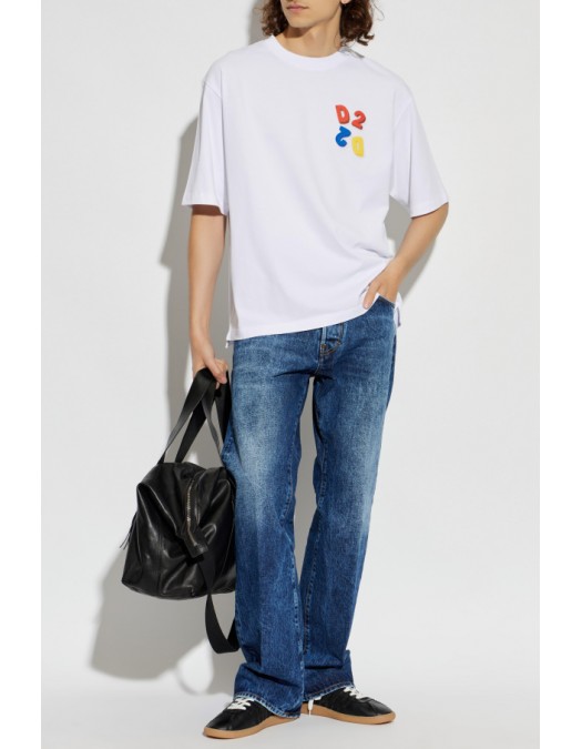 Tricou DSQUARED2, WHITE T-shirt with patch - S74GD1584D20033100