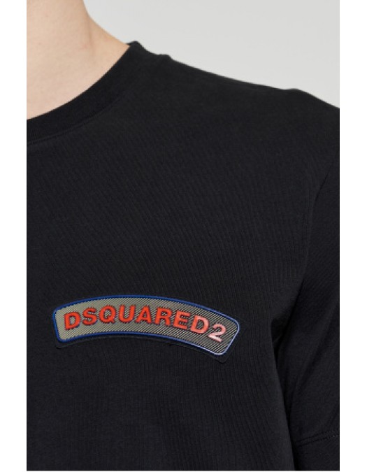 Tricou DSQUARED2, BLACK T-shirt with logo patch - S74GD1595D20106900