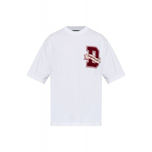 Tricou DSQUARED2, WHITE T-shirt with a logo-shaped patch