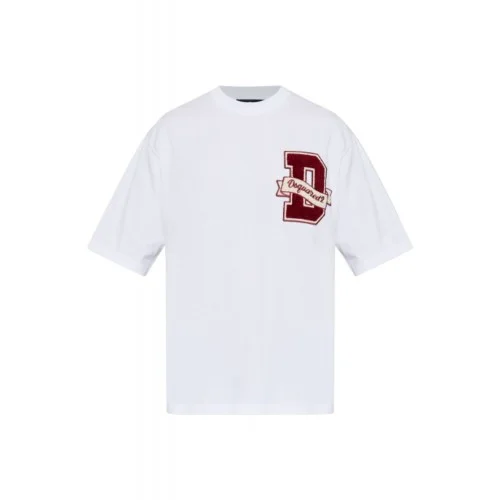 Tricou DSQUARED2, WHITE T-shirt with a logo-shaped patch