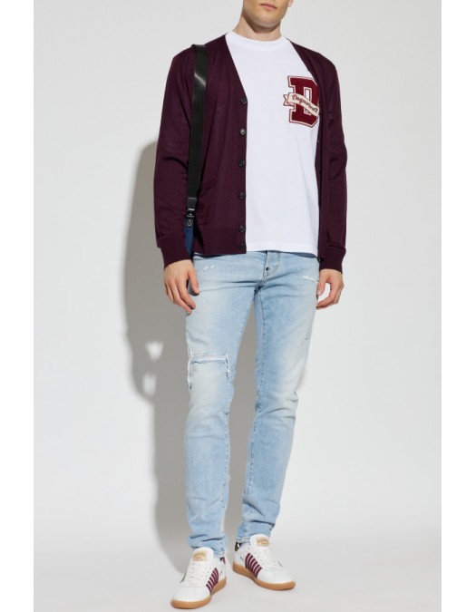 Tricou DSQUARED2, WHITE T-shirt with a logo-shaped patch - S74GD1605D20033100