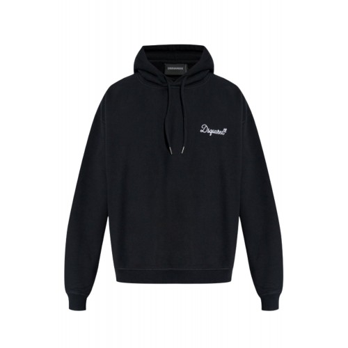 Hanorac DSQUARED2, Logo brodat alb, Negru