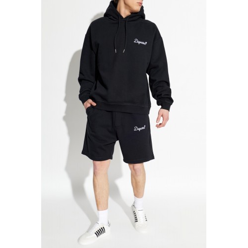 Hanorac DSQUARED2, Logo brodat alb, Negru