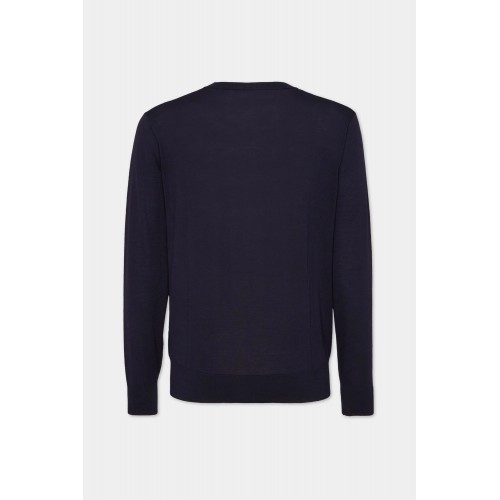 Pulover DSQUARED2, Wool, Logo Insert, Navy Pulover DSQUARED2, Wool, Logo Insert, Navy