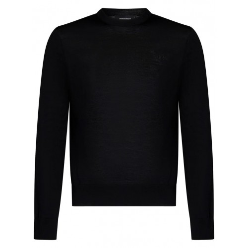 Pulover DSQUARED2, Wool, Logo Insert, Black Pulover DSQUARED2, Wool, Logo Insert, Black