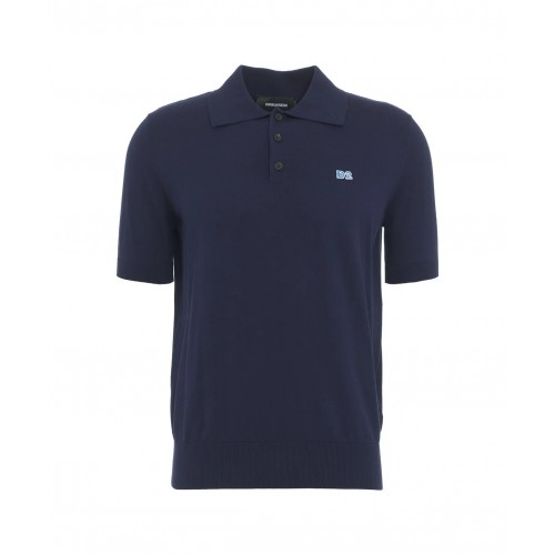 Tricou DSQUARED2, Polo Design, Logo Insert, Navy Blue, Regular Fit Tricou DSQUARED2, Polo Design, Logo Insert, Navy Blue, Regular Fit