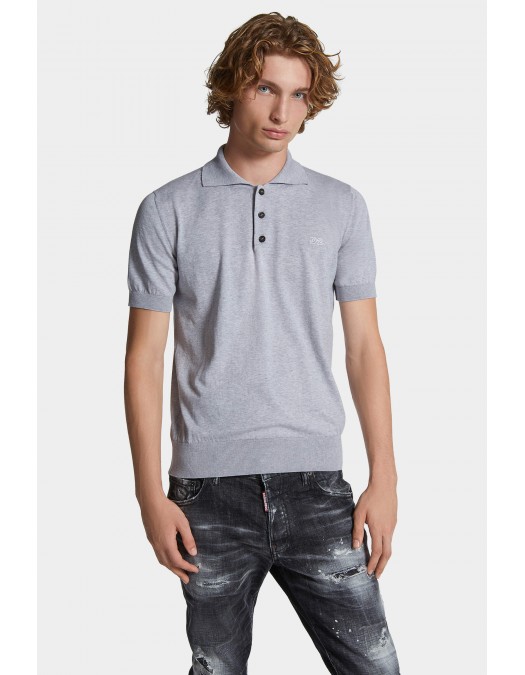 TRICOU DSQUARED2 Knit Polo, Bumbac, Gri - S74HA1452D13018856 TRICOU DSQUARED2 Knit Polo, Bumbac, Gri - S74HA1452D13018856