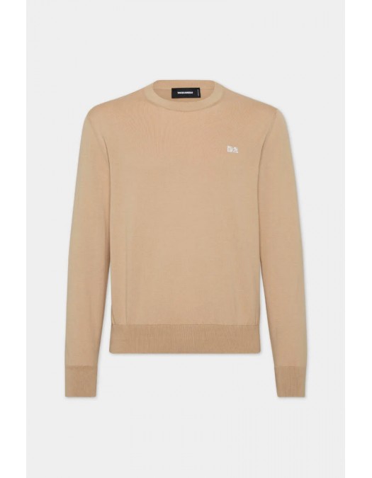 Pulover DSQUARED2, Wool, Crewneck, Classic Design, Beige - S74HA1486D13018109