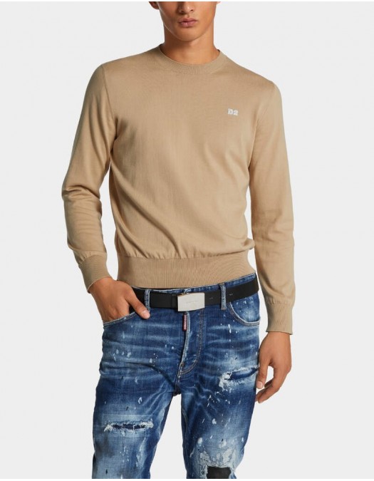 Pulover DSQUARED2, Wool, Crewneck, Classic Design, Beige - S74HA1486D13018109