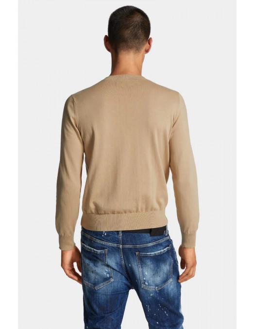 Pulover DSQUARED2, Wool, Crewneck, Classic Design, Beige - S74HA1486D13018109