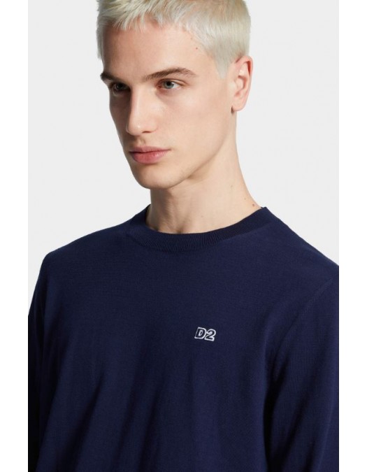 Pulover DSQUARED2, Crewneck, Classic Design, Bleumarin - S74HA1486D13018477